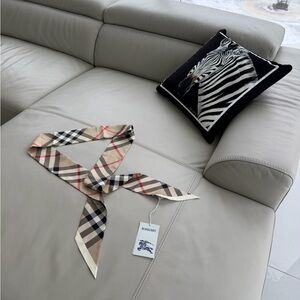 Burberry Beige and Red Check Scarf